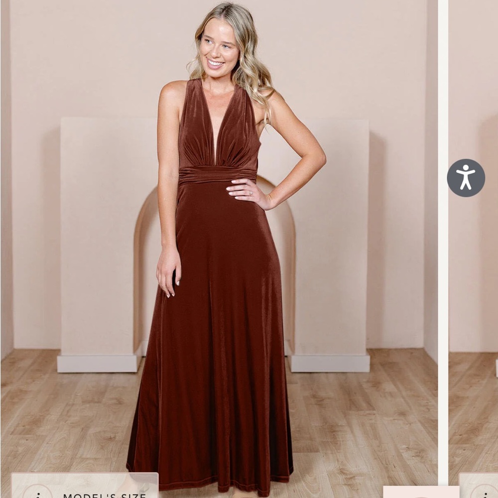 Revelry Dylan Velvet Dress Terracotta size 6 petite maxi